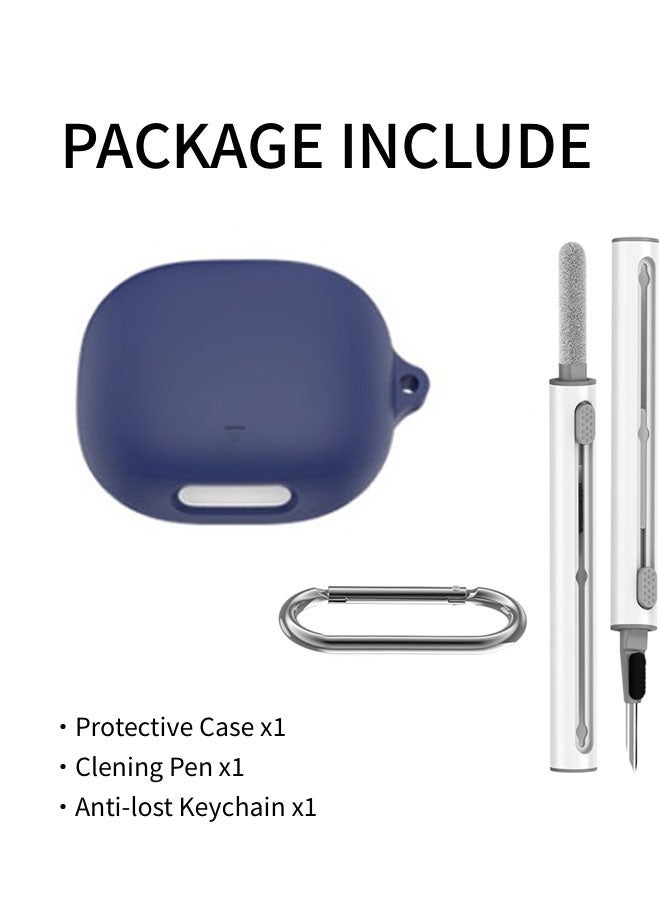 SJet for Liberty 4 Pro Case Cover with Cleaner Kit, Soft Silicone Protective Case for Anker Soundcore Liberty 4 Pro Case for Women Men, Liberty 4 Pro Case Accessories with Keychain (Blue)  - Image 2