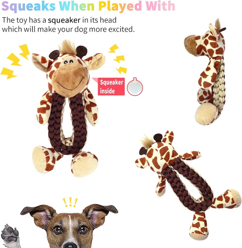Plush Squeaky Rope Dog Toy - Giraffe Design - Image 2