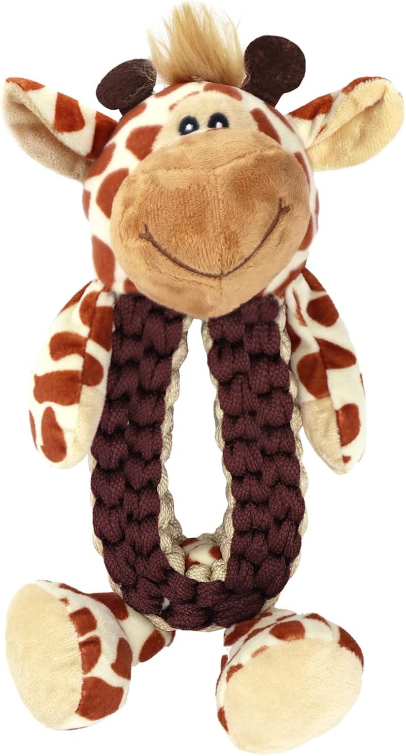 Plush Squeaky Rope Dog Toy - Giraffe Design - Image 1