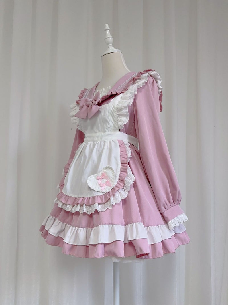 Original New ~ Japanese Sweet College Sailor Suit Cos Maid Suit Long Sleeve Dress Maid Apron Suit - Image 3
