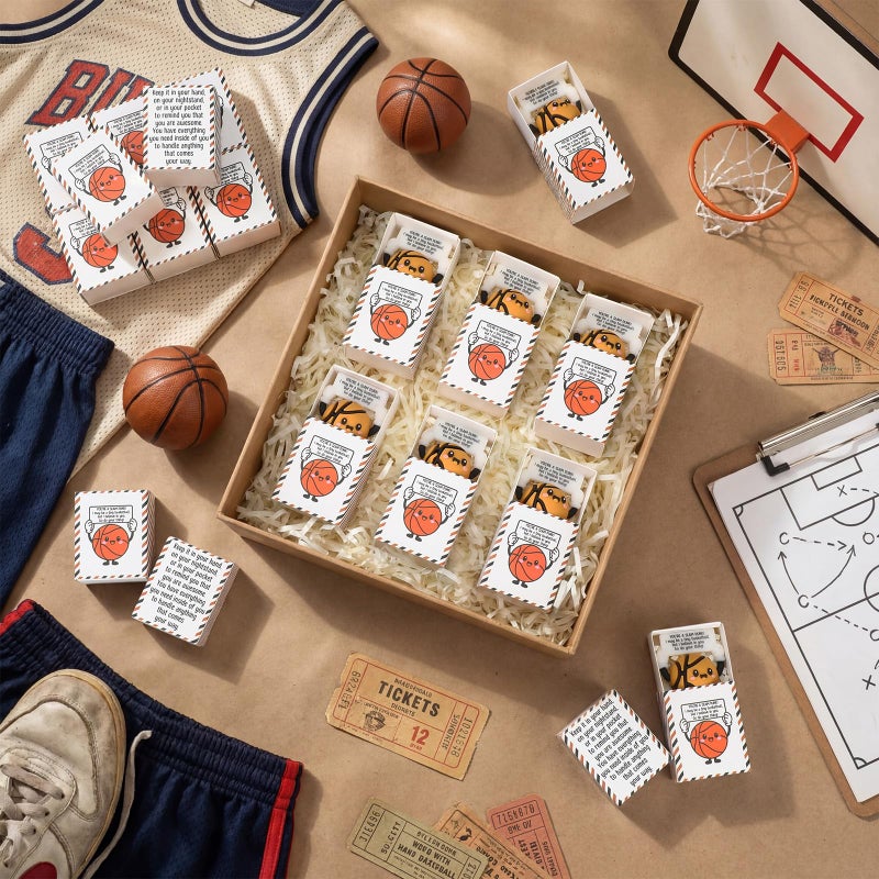 Heentan 20 Set Mini Basketball Figurines with Positive Box Miniature Cute Sport Gift Emotional Support Funny Employee Appreciation Gift for Team Basketball Party Favor Sports Lover Coach Birthday - Image 5