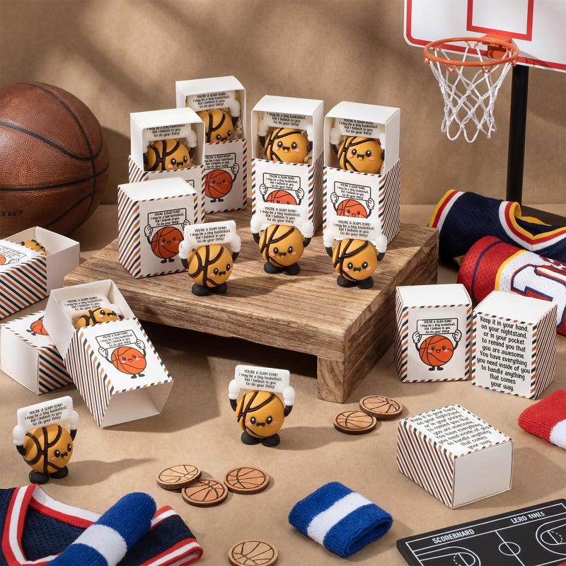 Heentan 20 Set Mini Basketball Figurines with Positive Box Miniature Cute Sport Gift Emotional Support Funny Employee Appreciation Gift for Team Basketball Party Favor Sports Lover Coach Birthday - Image 4