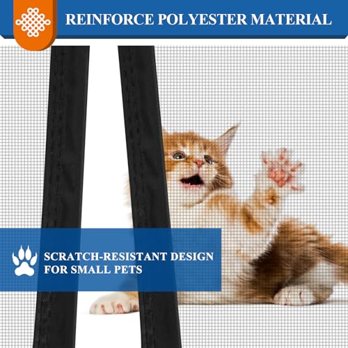 MAGZO Magnetic Screen Door, Fits 36'' x 82'' Door, Scratch-Proof Polyester, Classic Middle-Opening, Keep Annoying Creatures Out, Pet Friendly Mesh, Hands-Free Entry with Strong Magnets Auto-Closure, Grey - Image 3