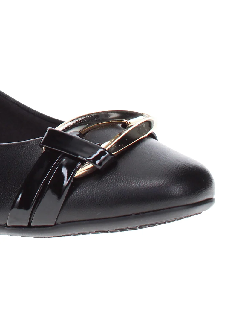 Beira Rio  BEIRA RIO Mid Heel Shoes for LADIES – Black SHOES with Slip On | Comfortable PU Upper & TPR Sole for Women | Best Price UAE