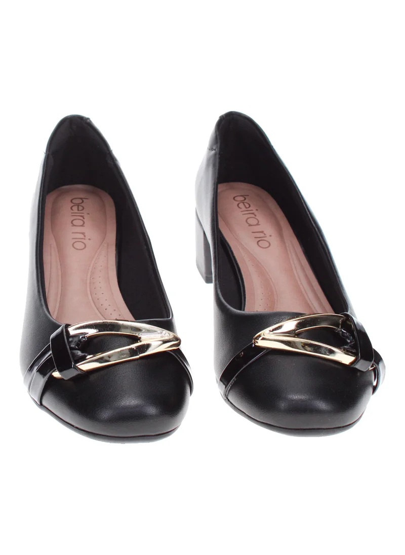 Beira Rio  BEIRA RIO Mid Heel Shoes for LADIES – Black SHOES with Slip On | Comfortable PU Upper & TPR Sole for Women | Best Price UAE