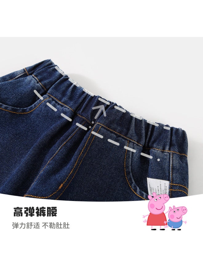 Peppa Pig جينز مستقيم الساق فضفاض وقابل للتنفس للصبيان والبنات، بنطلونات كرتونية عادية للأطفال - Image 4