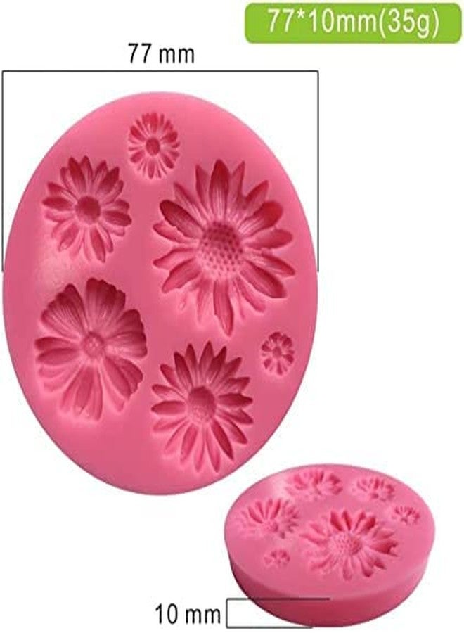 MATIN IMPEX Flower Silicone Moulds Fondant Silicone Molds Sunflower Moluds Cookie Buiscuit Baking Molds Chocolate Molds DIY Cookie Mold Wedding Baby Shower Cupcake Decorations 6 Cavities - Image 2