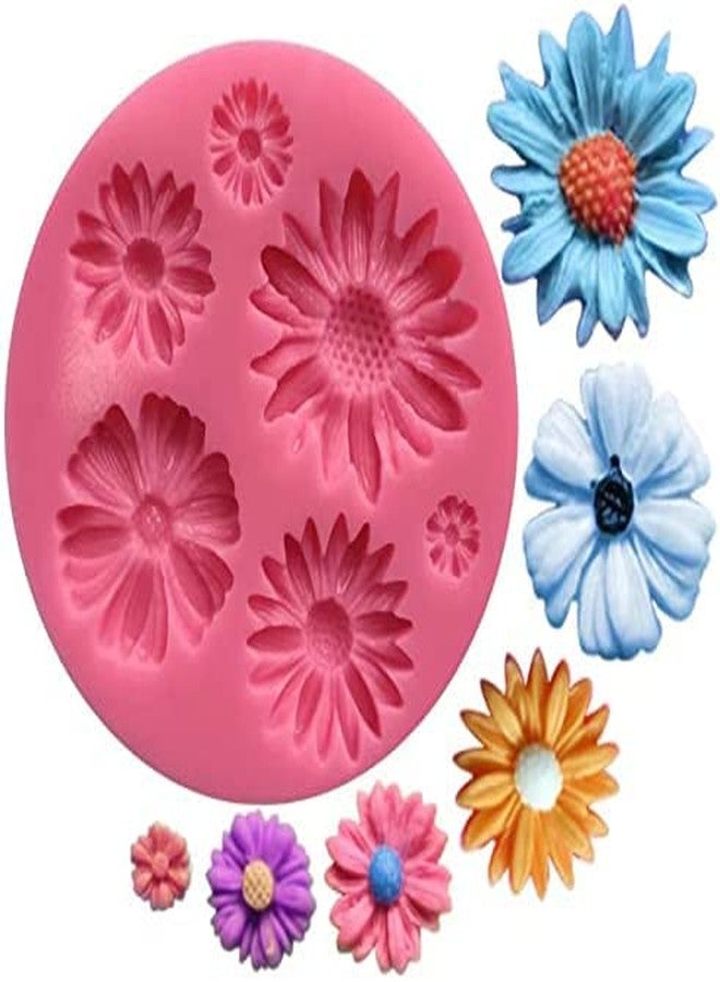 MATIN IMPEX Flower Silicone Moulds Fondant Silicone Molds Sunflower Moluds Cookie Buiscuit Baking Molds Chocolate Molds DIY Cookie Mold Wedding Baby Shower Cupcake Decorations 6 Cavities - Image 1