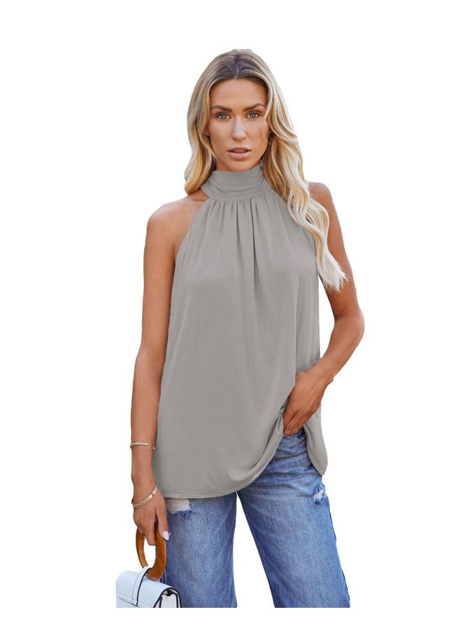 Loquat Summer New Solid Color Sleeveless Mid-length Casual Vest