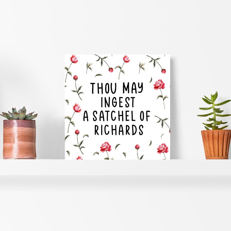 Kaecery Funny Office Wood Box Sign Desk Decor,Thou may Ingest a Satchel of Richard Sign,Cute Wooden Block Sign for Office Bedroom Tabletop Shelf Decor - Image 5