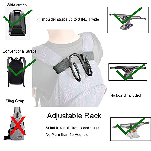 YYST Backpack Attachment Carrier Hanger Rack Hook Holder for Carrying Mini Cruiser, Cruiser Board,Skateboard - Fit Most Backpacks - Easy to Use - No Backpack - Image 2