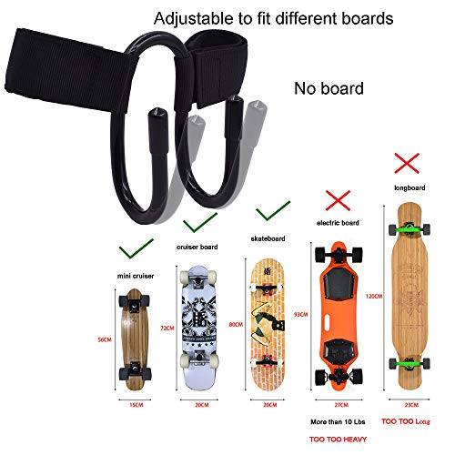 YYST Backpack Attachment Carrier Hanger Rack Hook Holder for Carrying Mini Cruiser, Cruiser Board,Skateboard - Fit Most Backpacks - Easy to Use - No Backpack - Image 3