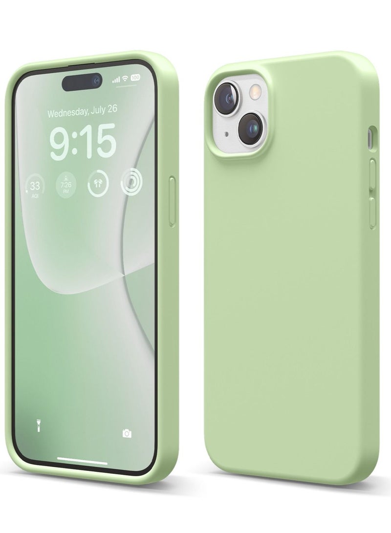 Elago Liquid Silicone for iPhone 15 Case Cover with Full Body Protection, Shockproof, Slim, Anti-Scratch Soft Microfiber Lining - Pastel Green