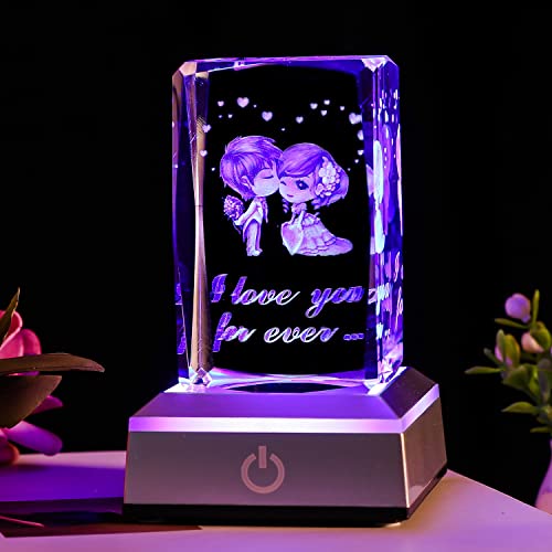 BAHUJIDA I Love You 3D Heart Rose Crystal LED Color Night Light, Christmas Day Valentine's Day Girlfriend Boyfriend Birthday Gift,for Mother and Aunt, Cute Long-Distance Friendship Gift - Image 1