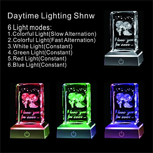 BAHUJIDA I Love You 3D Heart Rose Crystal LED Color Night Light, Christmas Day Valentine's Day Girlfriend Boyfriend Birthday Gift,for Mother and Aunt, Cute Long-Distance Friendship Gift - Image 3