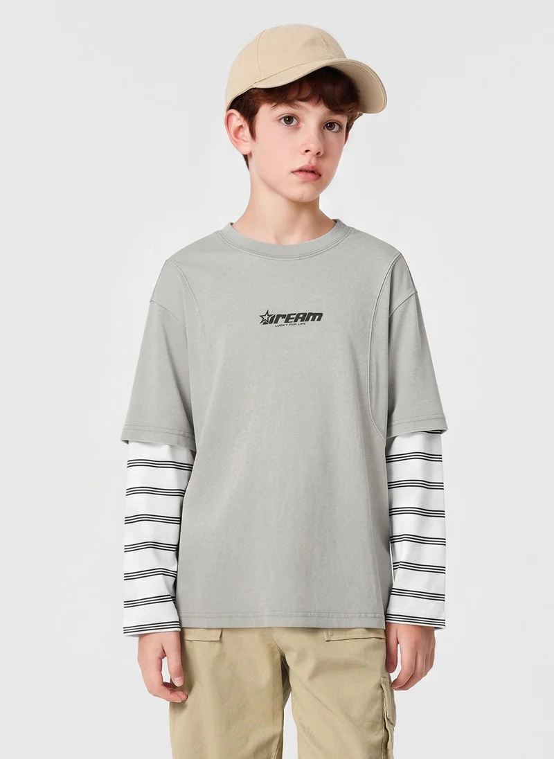 Balabala Kids Boys Round neck long-sleeved T-shirt