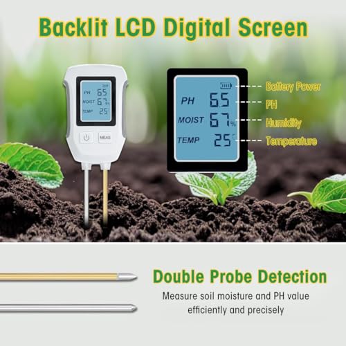HASTHIP® Soil Meter 3 in 1 Professional Dual Probes Soil Meter for Moisture /Temp/PH LCD Digital Soil Moisture Meter Precison Agriculture Soil Meter (without Battery) - Image 3