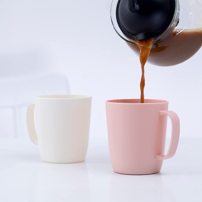 Kurala Coffee Mugs Set of 5, 10 Ounce Unbreakable Plastic Cups With Handle, 3 Basic Colors, Dishwasher Safe - Image 5