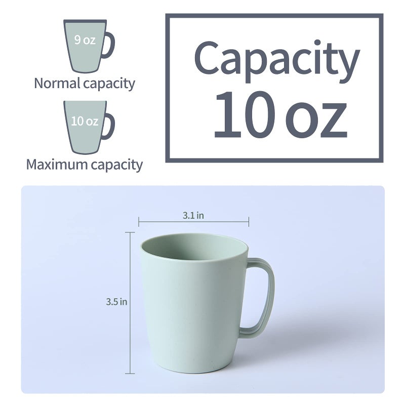 Kurala Coffee Mugs Set of 5, 10 Ounce Unbreakable Plastic Cups With Handle, 3 Basic Colors, Dishwasher Safe - Image 2