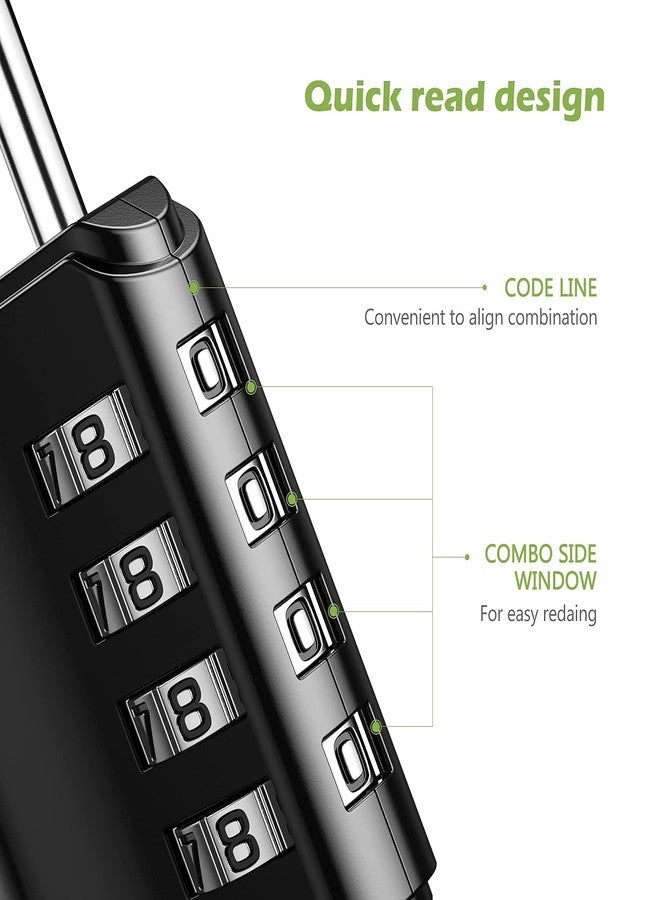 KeeKit Combination Lock, 4 Digit Combination Padlock with Keys, Resettable Waterproof Gate Lock for Locker, Gym, Fence, Case, School & Employee Locker, Toolbox - 2 Pack, Black - Image 3