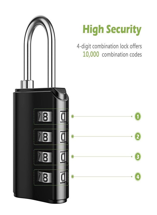 KeeKit Combination Lock, 4 Digit Combination Padlock with Keys, Resettable Waterproof Gate Lock for Locker, Gym, Fence, Case, School & Employee Locker, Toolbox - 2 Pack, Black - Image 4