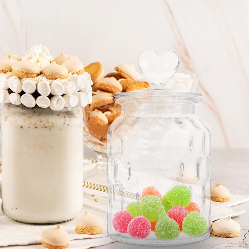 Glass Tea Canister With Heart Handle Lid 950ml Airtight Sealed Glass Storage Jar For Sugar Coffee Snacks Kitchen Pantry - Image 4