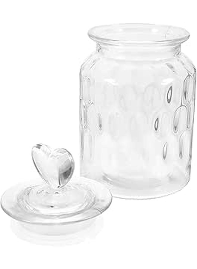 Glass Tea Canister With Heart Handle Lid 950ml Airtight Sealed Glass Storage Jar For Sugar Coffee Snacks Kitchen Pantry - Image 1
