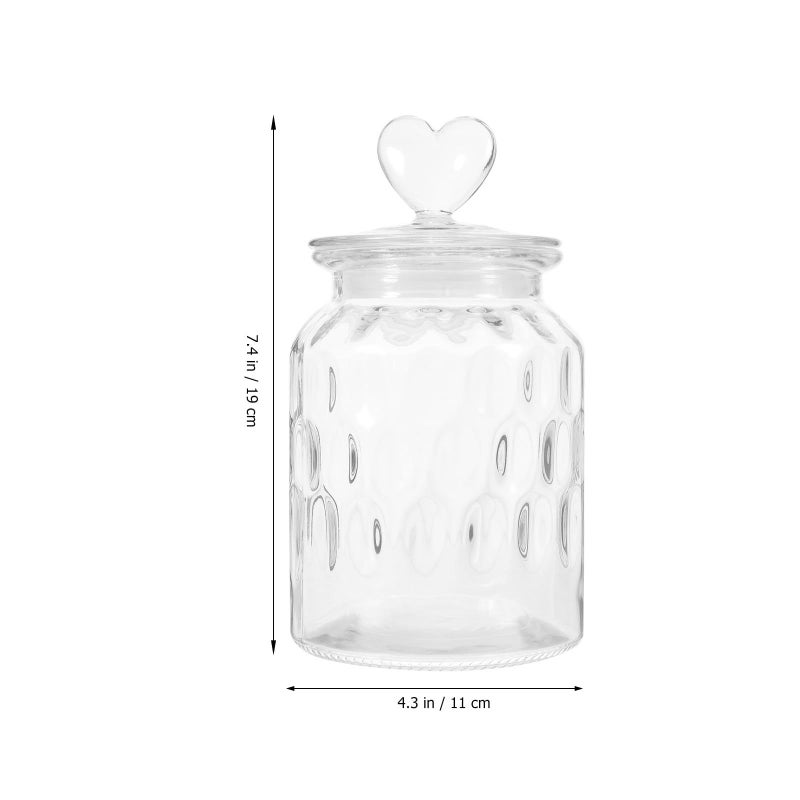 Glass Tea Canister With Heart Handle Lid 950ml Airtight Sealed Glass Storage Jar For Sugar Coffee Snacks Kitchen Pantry - Image 3