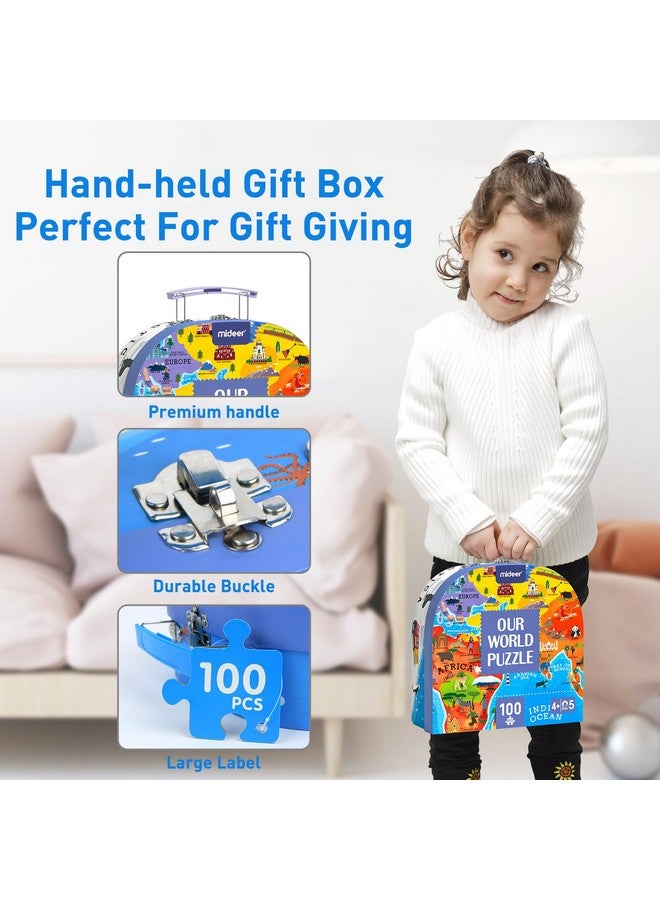 ميدير 100 قطعة من ألغاز الصور المقطوعة لخريطة العالم للأطفال بعمر 48 عامًا، ألغاز أرضية للأطفال بعمر 35 عامًا، ألغاز للأطفال الصغار، صندوق ألعاب تعليمية جغرافية متميزة، ألعاب تعليمية للأولاد والبنات - Image 5