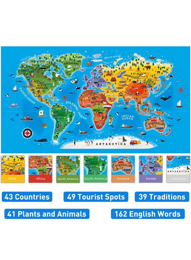 ميدير 100 قطعة من ألغاز الصور المقطوعة لخريطة العالم للأطفال بعمر 48 عامًا، ألغاز أرضية للأطفال بعمر 35 عامًا، ألغاز للأطفال الصغار، صندوق ألعاب تعليمية جغرافية متميزة، ألعاب تعليمية للأولاد والبنات - Image 3