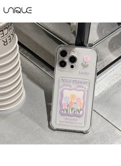 Unique For iPhone 15 Pro Phone Case - Tulip Phone Case - Phone Case with Card Holder, Card Slot - Ultra Slim Anti-Drop Soft TPU Wallet Phone Case with Bumper - Transparent  - Image 5
