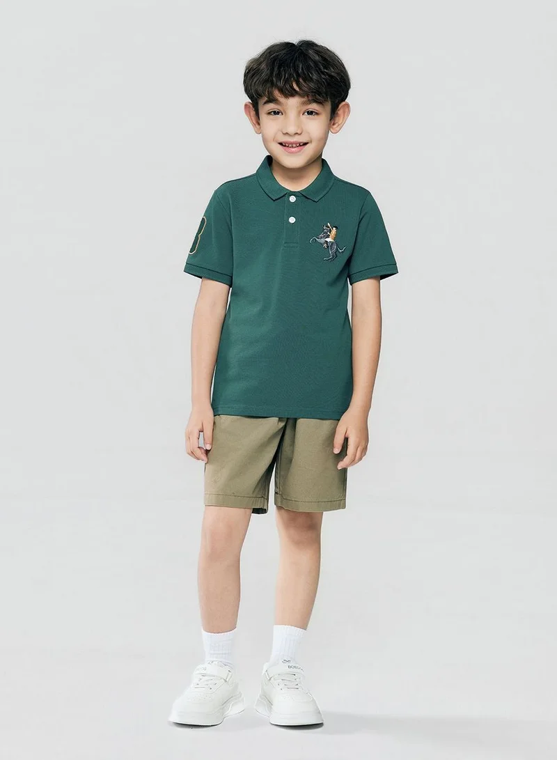 جيوردانو Kid's Cotton Polo with Napoleon Embroidery