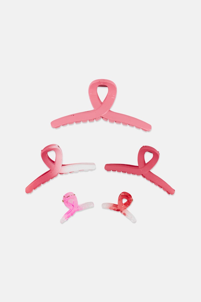 Expressions Women 5 Pieces Hair Claw Clips, Pink - Image 2