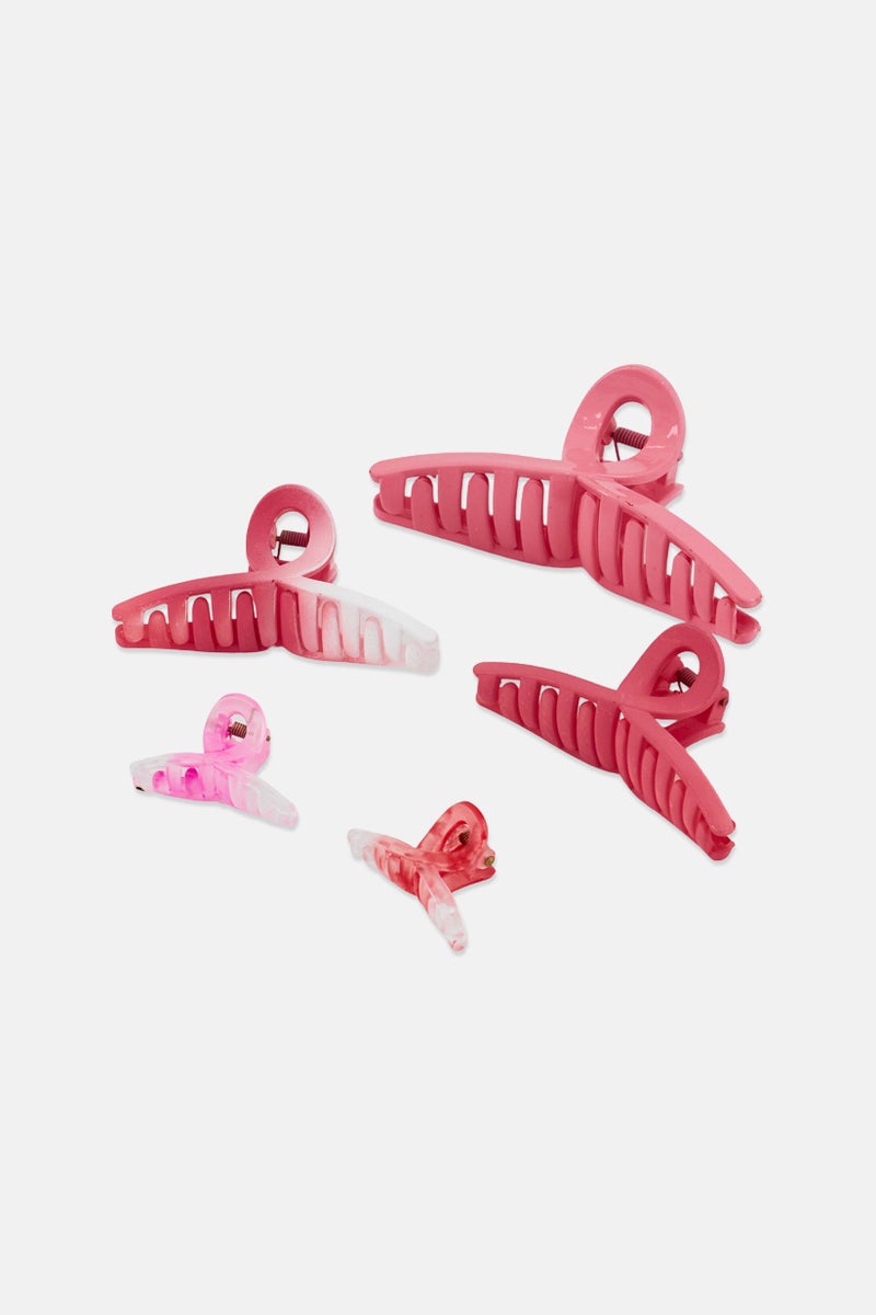Expressions Women 5 Pieces Hair Claw Clips, Pink - Image 3