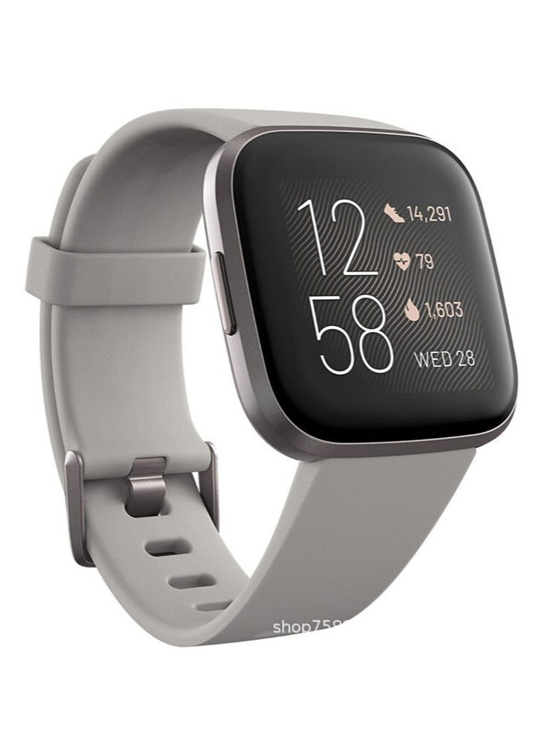 Generic Fitbit Versa 2 Smart Watch Bluetooth Wifi Connection App Compatible Sport Watch Waterproof Screen Material AMOLED Grey 