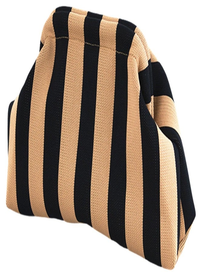 DIHKLCIO Evening Bag Woven Crochet Purses for Women Beach Clutch Handbag Dumpling Clutch Ruched Cloud Purse colorblock bag（black-yellow） - Image 1