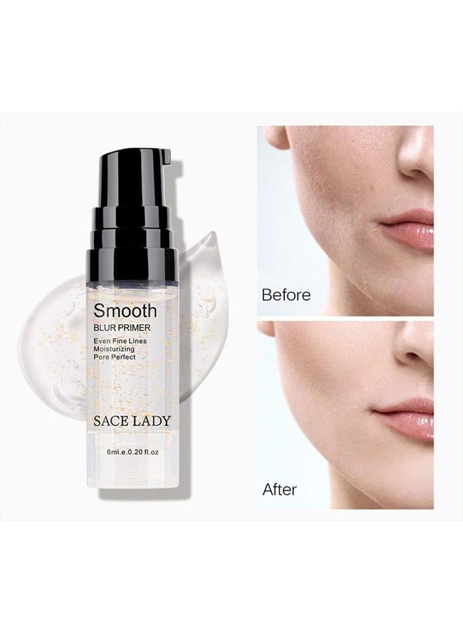 SACE LADY - Face Makeup Primer, Big Pores Minimizer Perfect Cover, No Pore Eraser Filler, Smooth Fine Lines Wrikles, Gold Foil Infused Base Blur Primer, Long Lasting Women Makeup 0.2Fl Oz - Image 1