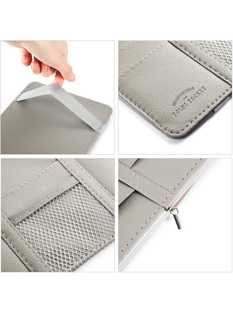 Altheqa Car Sun Visor Organizer,Storage Bag and Glasses Holder with Zipper,PU Auto Interior Accessories Storage Travel Document Holder with Multi-Pocket - Image 5
