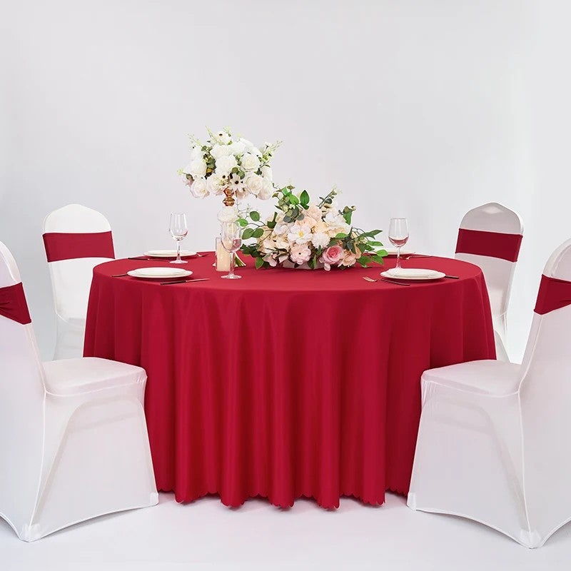 Y&D Modern Satin Tablecloth with Woven Table Runner and Single-Sided Table Skirt for Hotel and Restaurant Use – Elegant Table Runners for Banquet, Wedding & Event Decor - Image 1