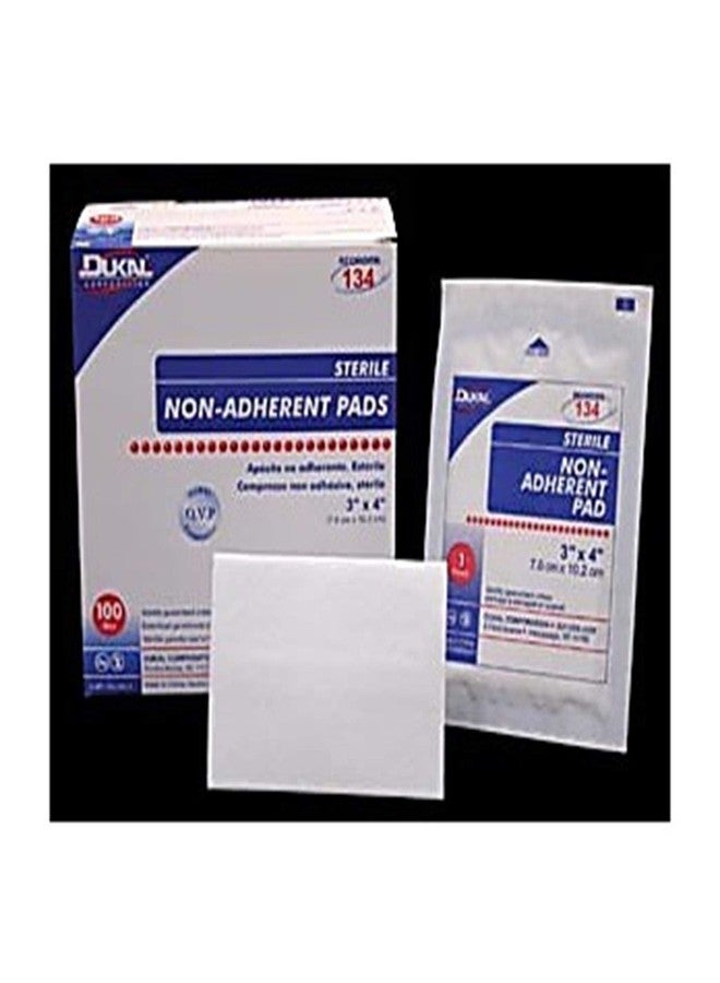 Dukal DUK 134 Non-Adherent Dressing Pad, Sterile, 3" x 4" (Pack of 100)