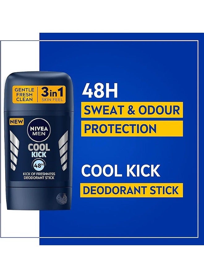Nivea Men Deodorant Stick, Provides 48 Hour Protection, Fresh Coolkick Scent, 2 x 50 ml - Image 2