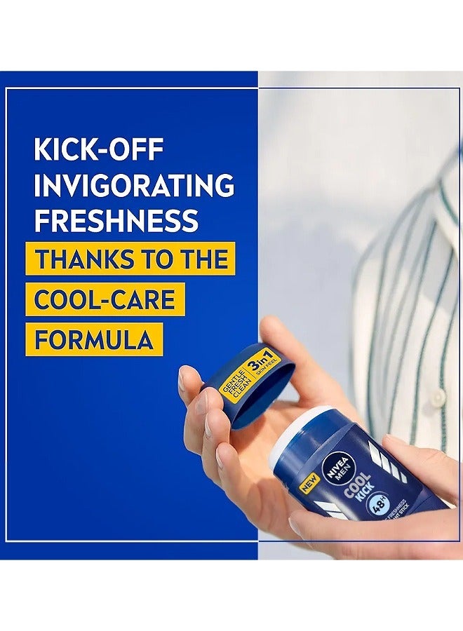 Nivea Men Deodorant Stick, Provides 48 Hour Protection, Fresh Coolkick Scent, 2 x 50 ml - Image 3