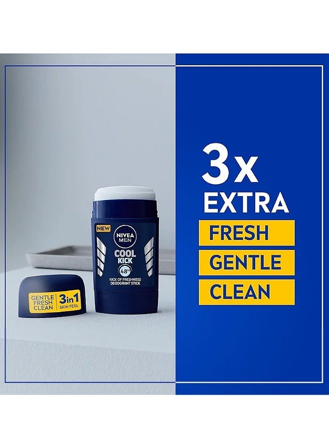 Nivea Men Deodorant Stick, Provides 48 Hour Protection, Fresh Coolkick Scent, 2 x 50 ml - Image 4
