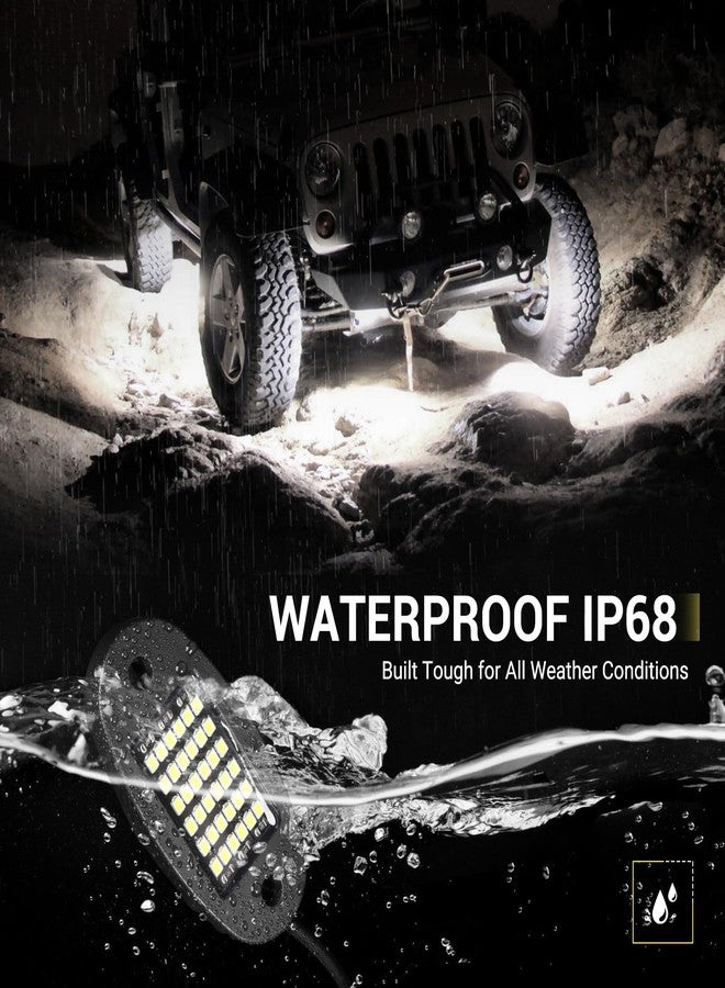 Hovano 8 Pods White Rock Lights 6000K Pure White 36 LEDs SMD Chips Super Bright Neon Underglow Light IP68 Waterproof for Pickup Trucks SUV UTV ATV RZR Car Boats (White) - Image 3