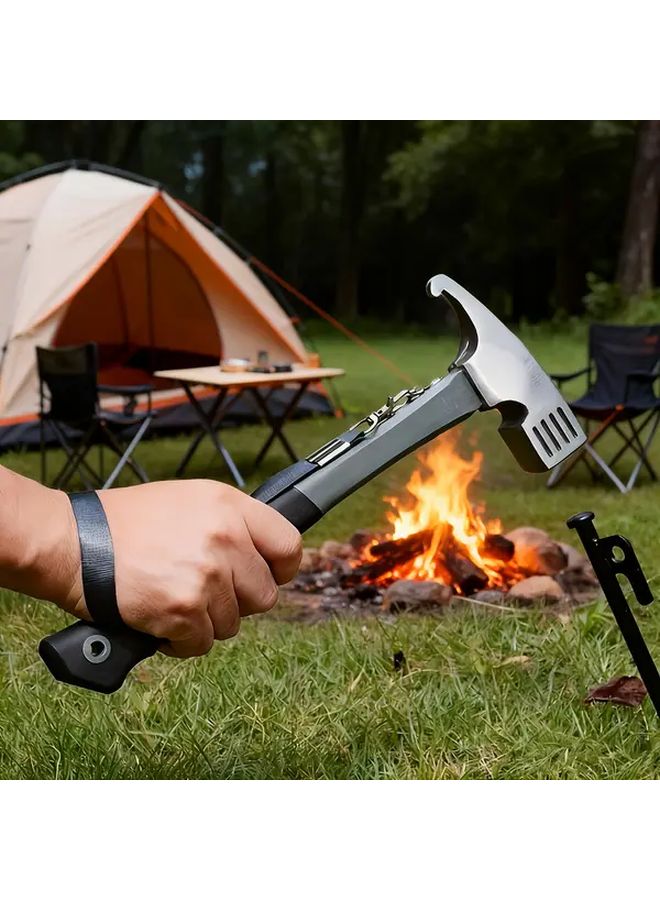 Grey Heavy Duty Camping Hammer With Hanging Strap Multi Functional Outdoor Survival Tool - Image 1