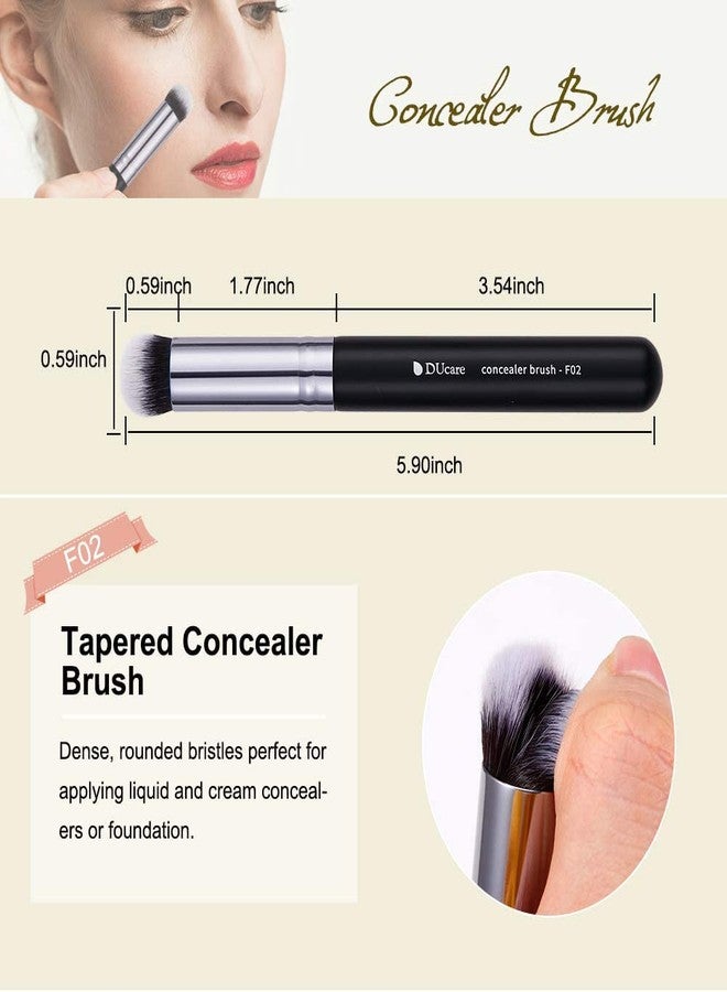 DUcare 4pcs Flat Top Foundation Brush, Foundation Brush& Concealer Brush& Blusher Brush Face Blush Bronzer Travel Buffing Stippling Contour - Image 5