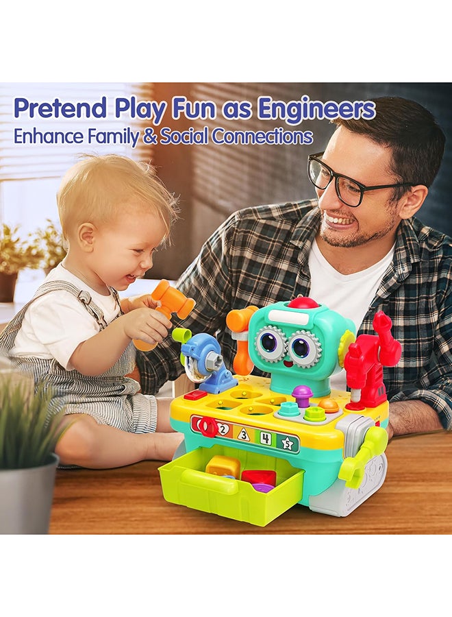 Hola 9-in-1 Robot Workbench for Toddlers 12+ Months | Kids Electronic Tool Bench with Electric Drill, Lights & Sounds | STEM Pretend Play Toy - Image 3