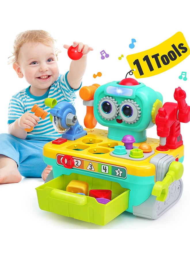 Hola 9-in-1 Robot Workbench for Toddlers 12+ Months | Kids Electronic Tool Bench with Electric Drill, Lights & Sounds | STEM Pretend Play Toy - Image 1