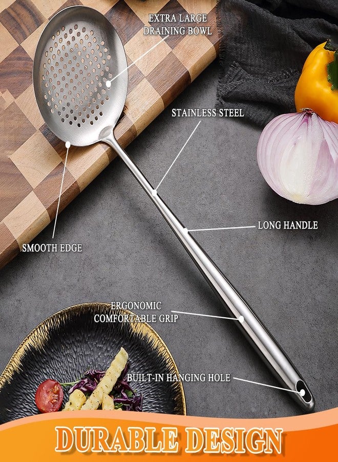 ReaNea Kitchen Skimmer - Slotted Spoon for Straining, Stainless Steel Spider Strainer Skimmer Ladle for Cooking and Frying, Kitchen Utensils Pasta Spoon - Image 3