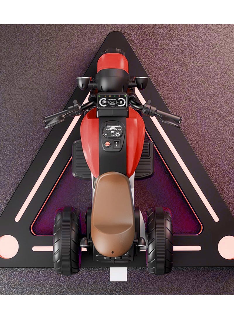 ال بي دراجة نارية كهربائية للأطفال | مشغل MP3 مزود بمنفذي USB وAUX، وإضاءة خلفية للوحة القيادة، وبطارية قابلة لإعادة الشحن، ومصابيح LED، وتصميم أمان ثلاثي العجلات - Image 3